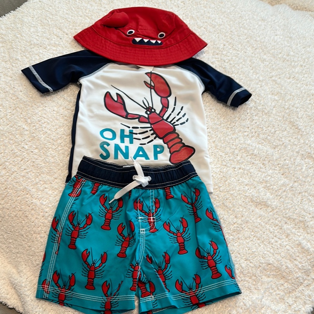 Gymboree Red and Blue Lobster Swim Set
